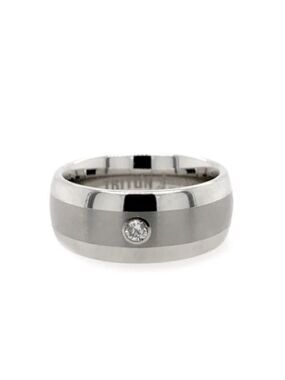 Triton - Tungsten 9mm Band with a .10 Carat Diamond - Men’s Ring - size 10.25